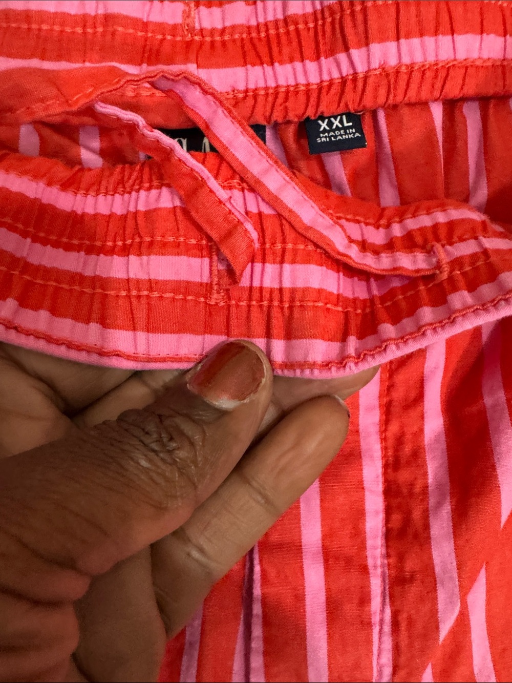 GAP Poplin Boxer Shorts Red Pink Striped Womens size XXL Casual Summer Lounge - Picture 5 of 9
